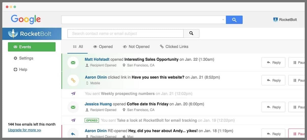 rocketbolt email tracker gmail