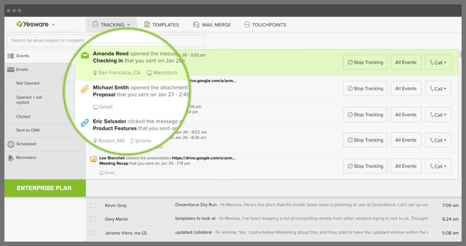 Yesware email tracking